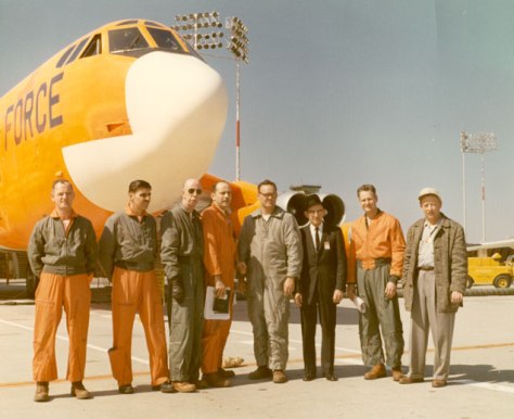 B52H Test crew. Plane was painted orange for low level testing